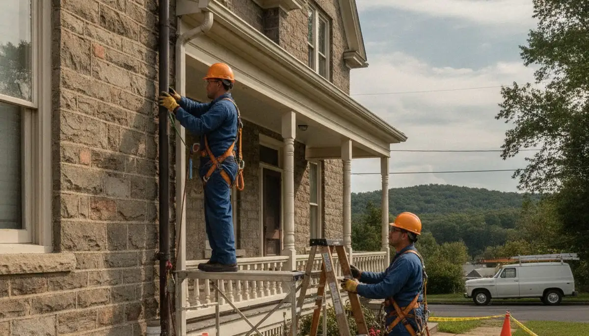 Plumber repairing plumbing in Easton, PA for a local plumbing repair service