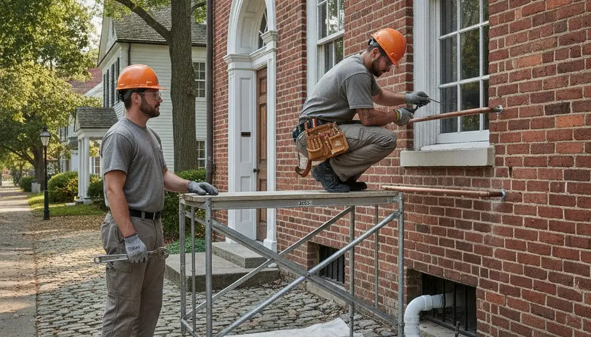 Plumber repairing pipe in Easton, PA for plumbing repair service