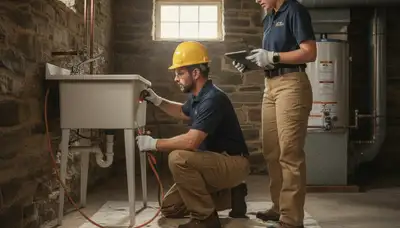 Professional Easton, PA plumber repairing a leak for local plumbing service
