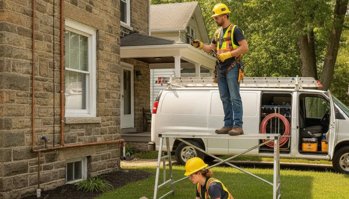 Plumber repairing a pipe in Easton, PA for residential plumbing service