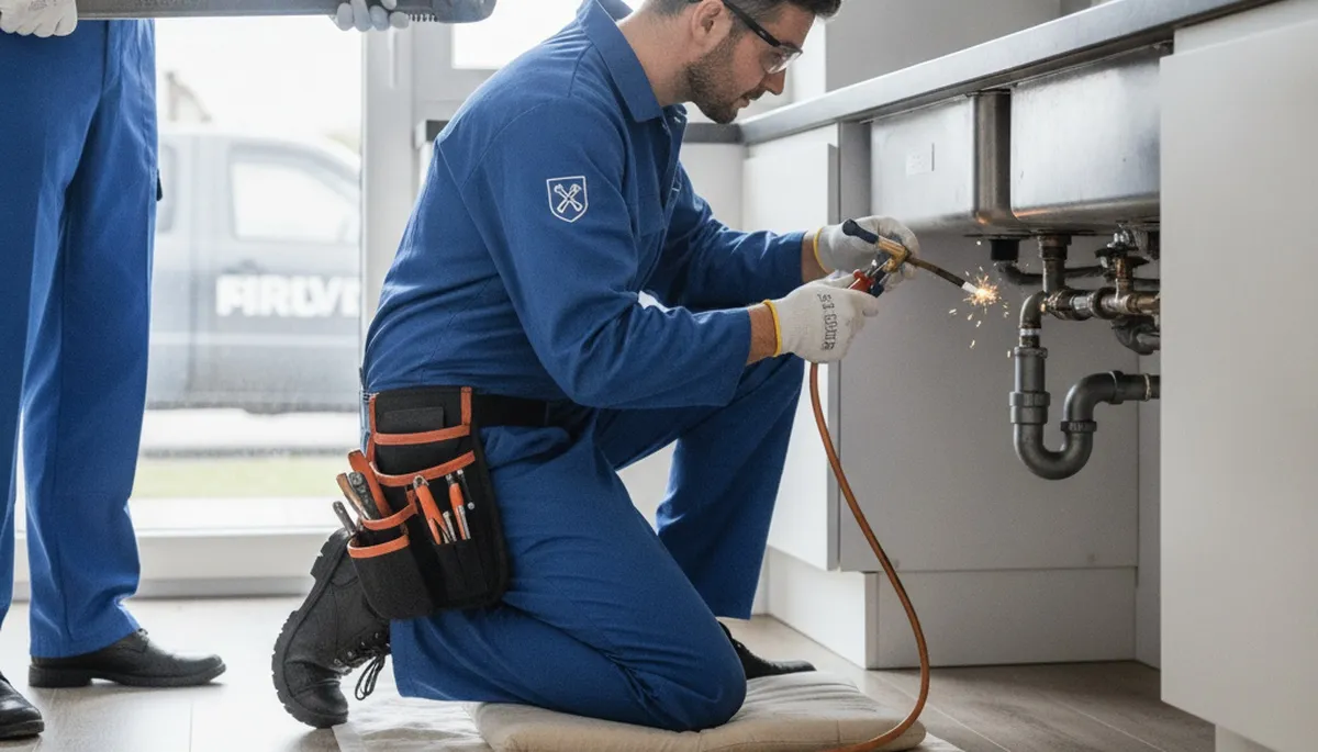 Plumbing repair technician fixing a leak for Easton, PA homes
