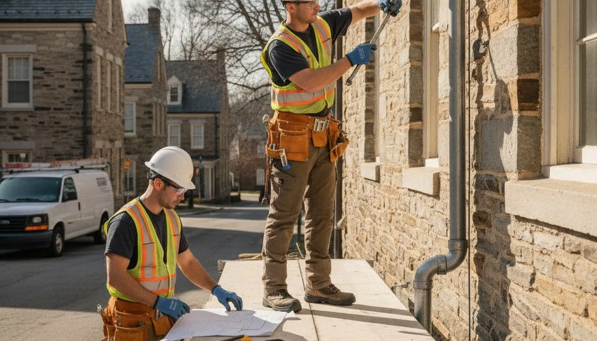 Plumber repairing a pipe in Easton, PA for reliable plumbing service