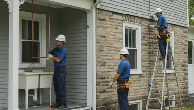 Plumber repairing a leak in Easton, PA for plumbing repair service