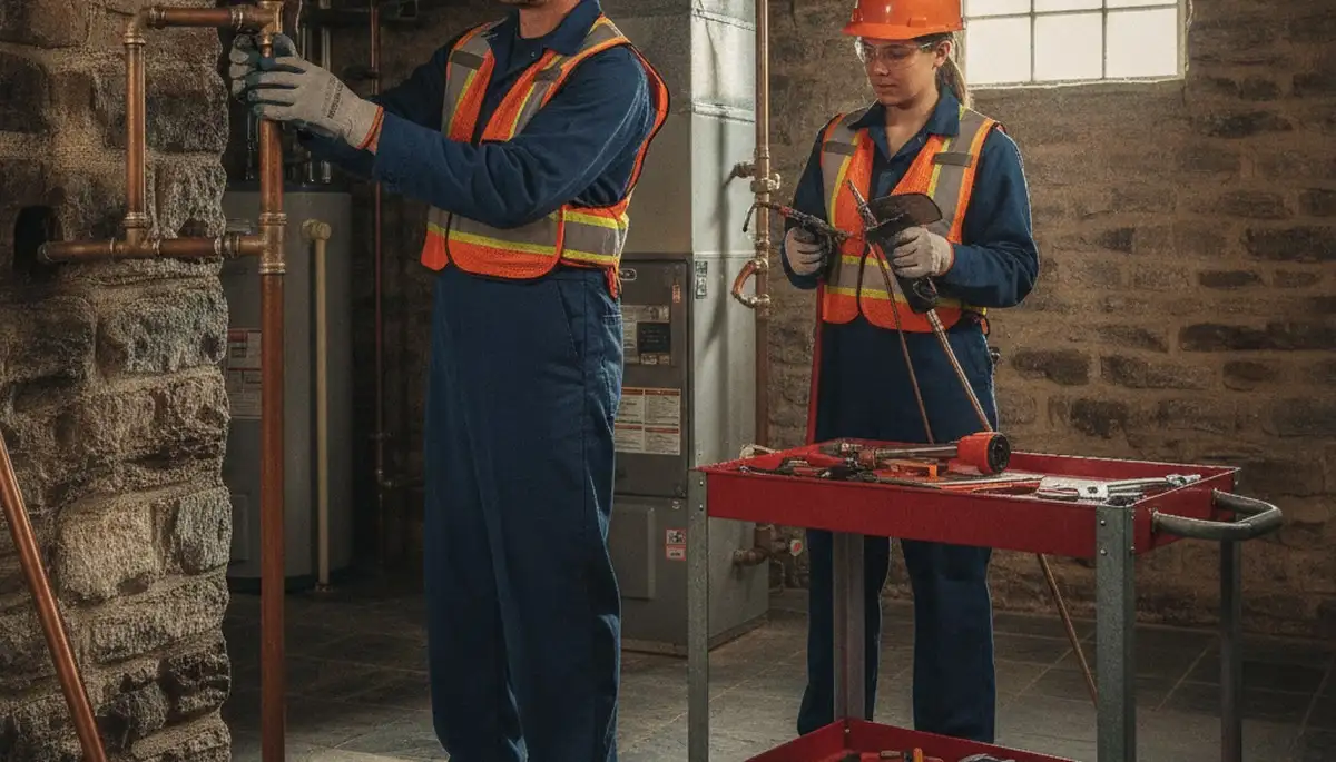 Professional plumber providing repair service in Easton, PA for a local plumbing business