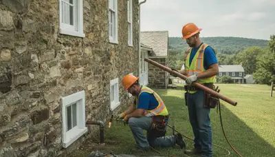 Plumber repairing a pipe in Easton, PA for residential plumbing service