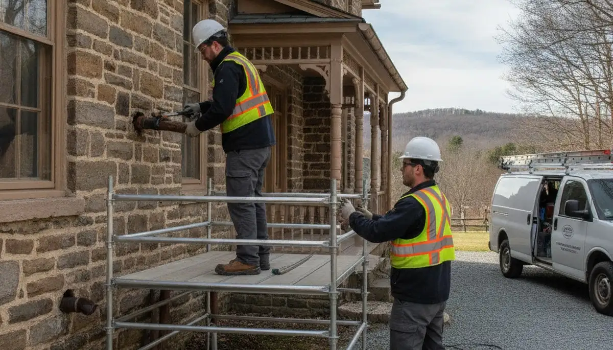 Plumber repairing pipes in Easton, PA for residential plumbing service