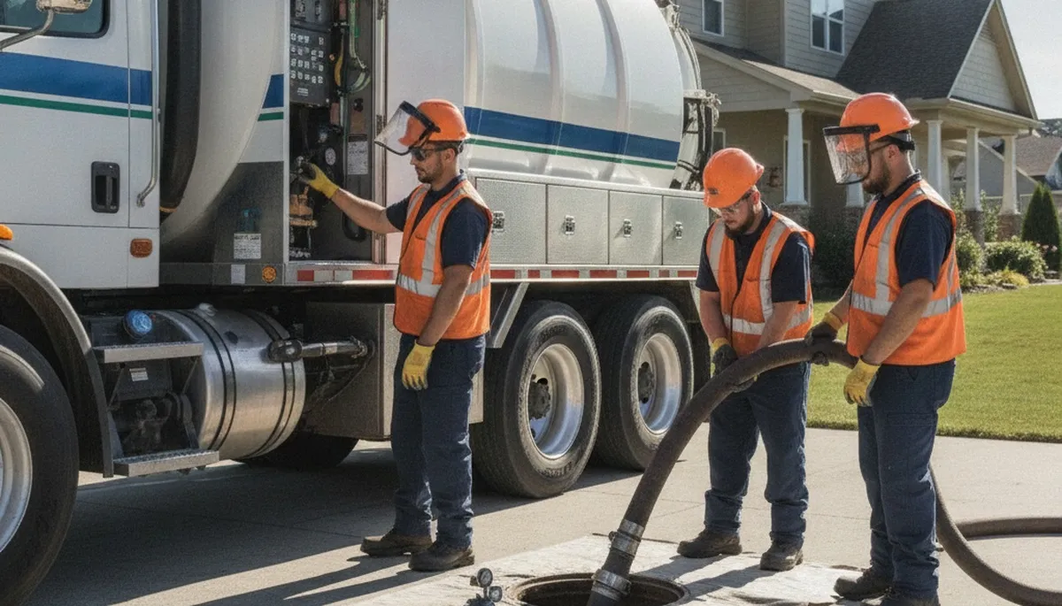 Easton, PA plumber performing septic pumping service for a local home