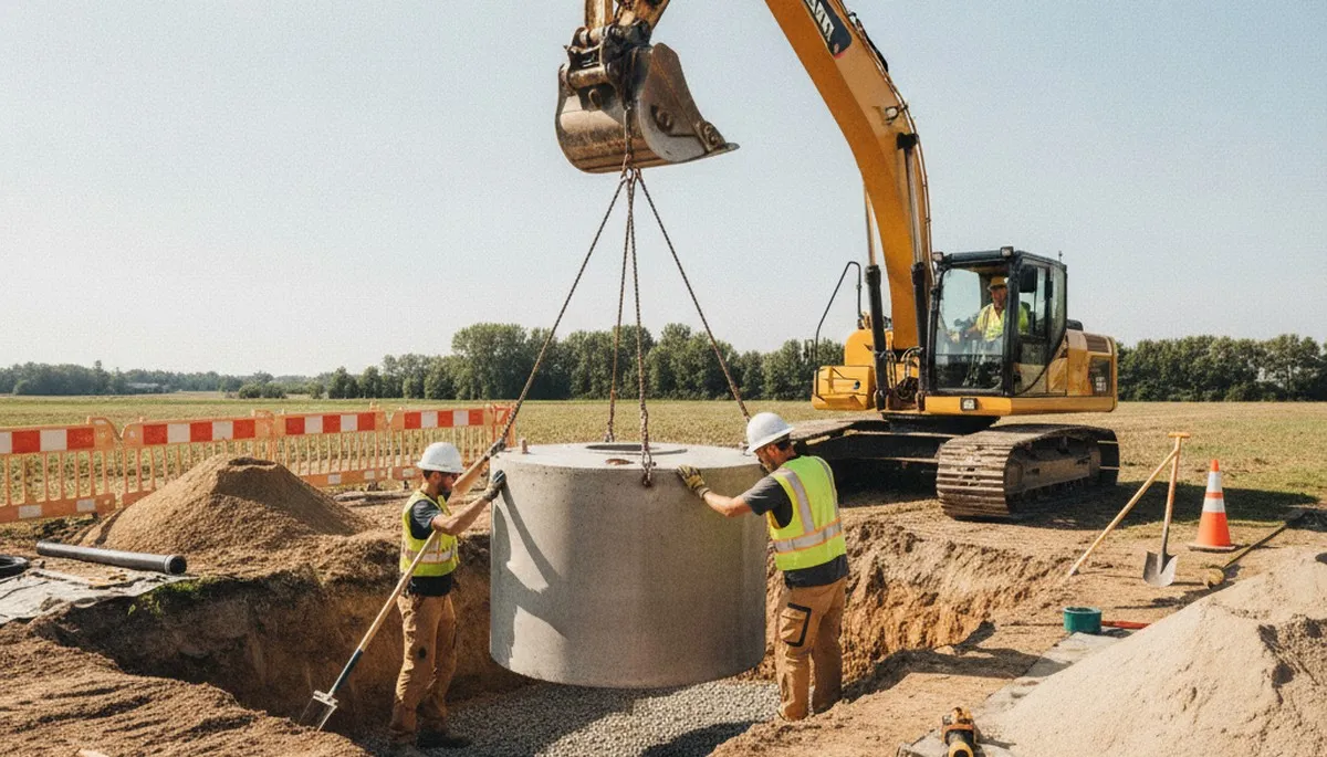 Septic tank installation team working on Easton, PA home by On Call Plumbers