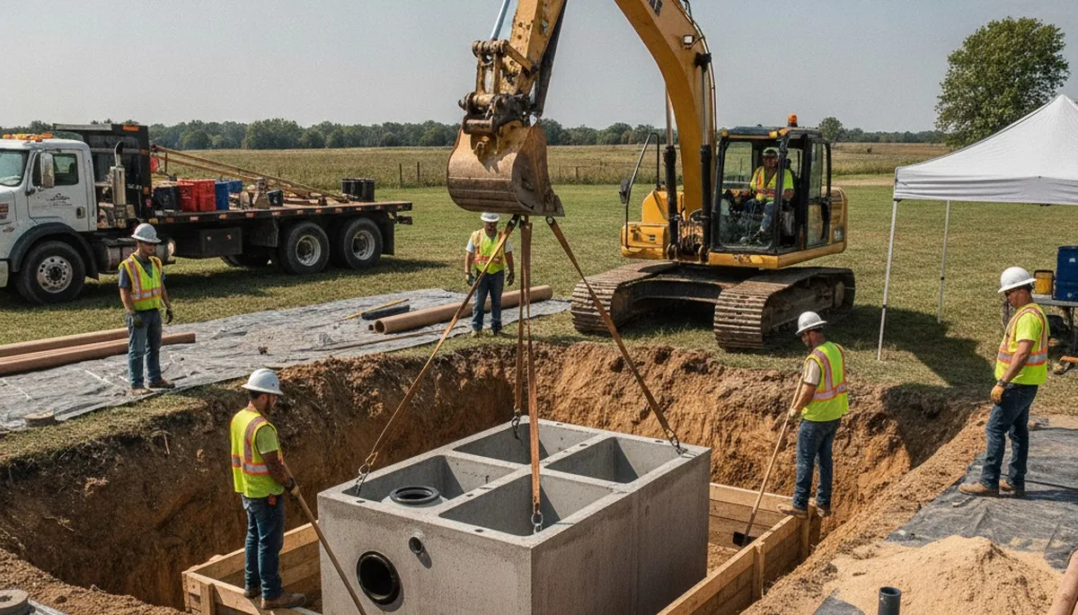 Septic tank installation in Easton, PA for a residential plumbing repair service