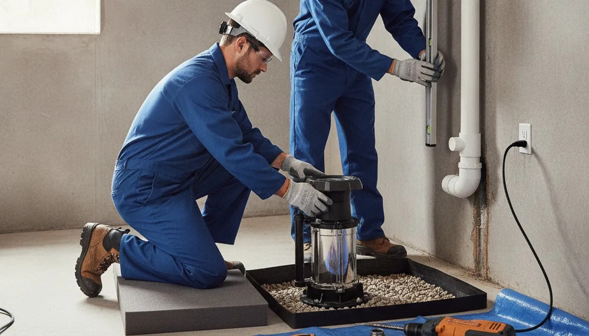 Sump pump installation service in Easton, PA for home basement flood protection