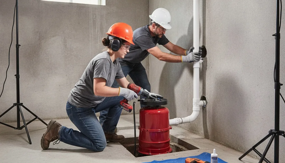 Sump pump installation in Easton, PA for basement flood protection by On Call Plumbers