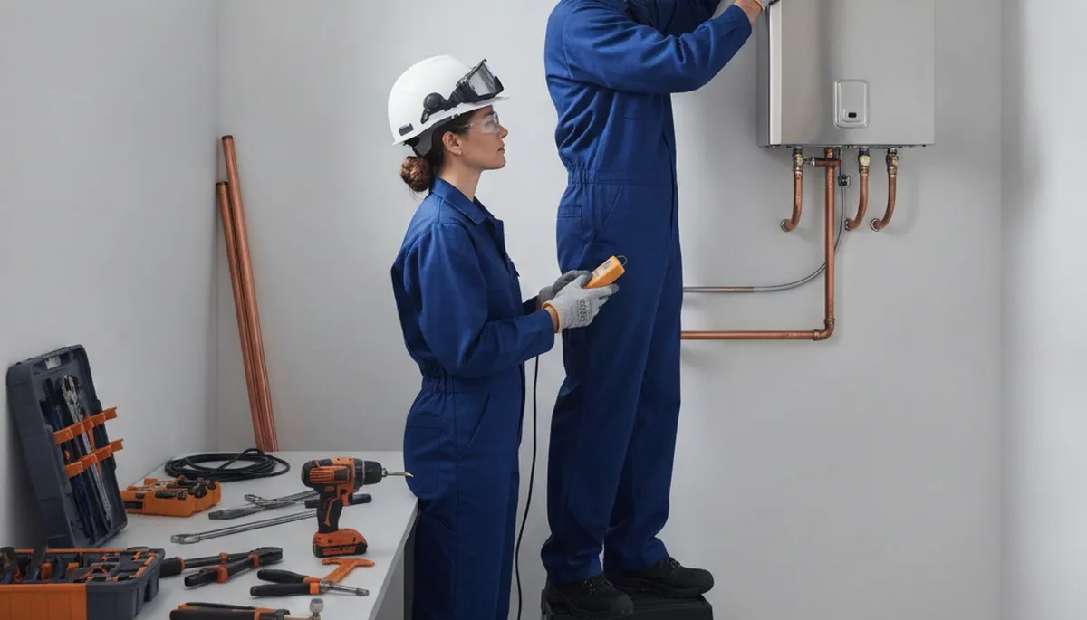 Easton, PA plumber installing tankless water heater for reliable on-demand hot water service
