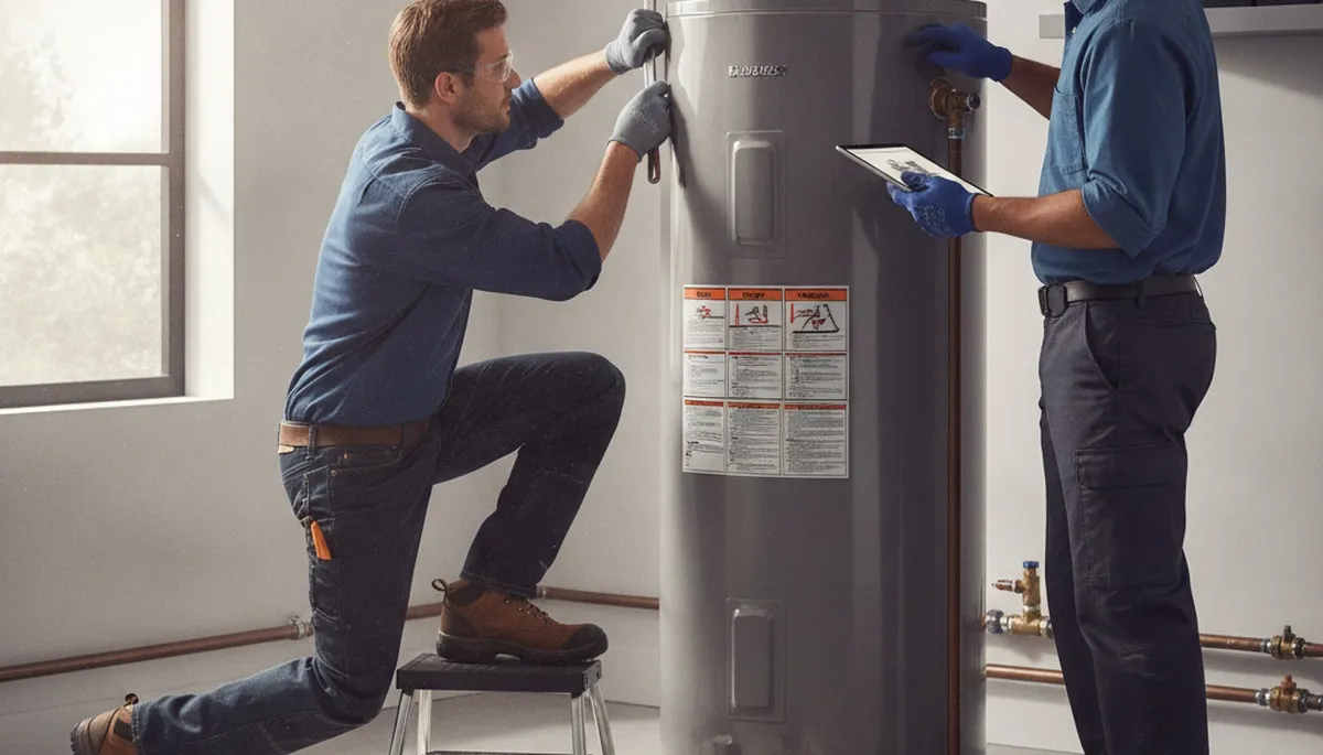 Water heater repair technician servicing an Easton, PA home for fast plumbing repairs